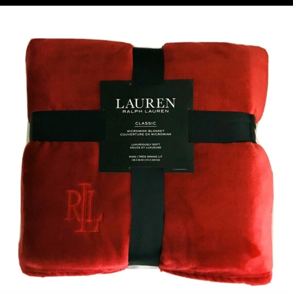 Ralph Lauren Red MicrominkQueen Blanket